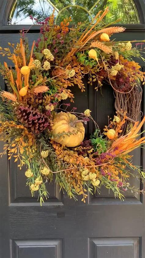 Fall Wreath With Mustard Pumpkin Video Fall Wreaths Easy Fall