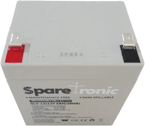 Sparetronic Vrla Battery 12v 5 Ah Capacity At A 20 Hour Rate F1f2 Terminal Type Bcbx0387