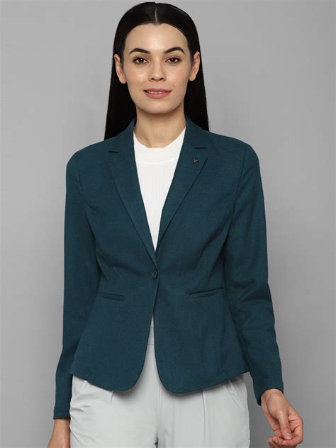 Buy Allen Solly Woman Women Green Self Design Single Breasted Formal Blazer Blazers For Women