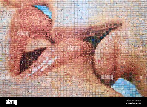 The Kissing Mural At Placa D Isidre Nonell In Barcelona Spain Stock