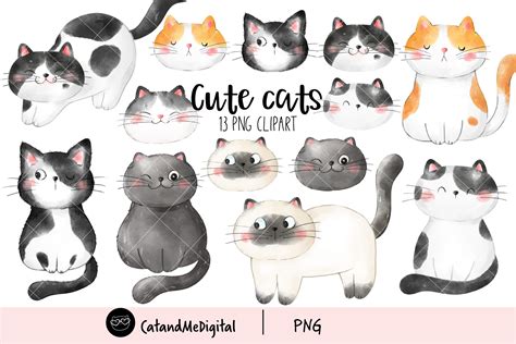 Cats Clipart Watercolor Illustration Graphic By Catandme · Creative Fabrica