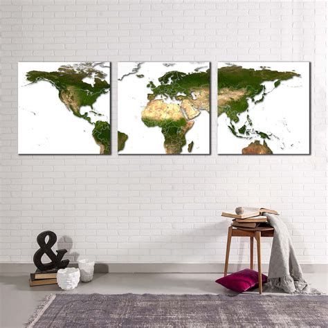 World Map Canvas Wall Art, World Map Digital Painting Canvas Print, Wh ...