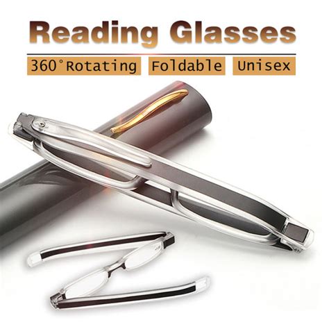 Foldable Anti Blue Reading Glasses Tr90 With Pen Hanging 360 Rotating Portable Reading Glasses