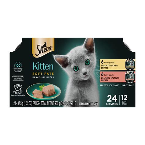 Sheba Perfect Portions Kitten Wet Cat Food Variety Pack, 2.64 oz ...