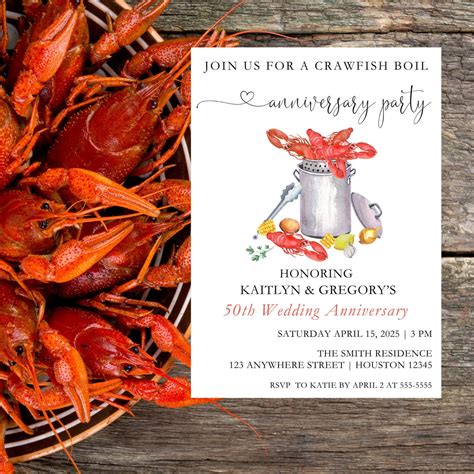 Crawfish Boil Invite Crawfish Boil Anniversary Invitation Seafood