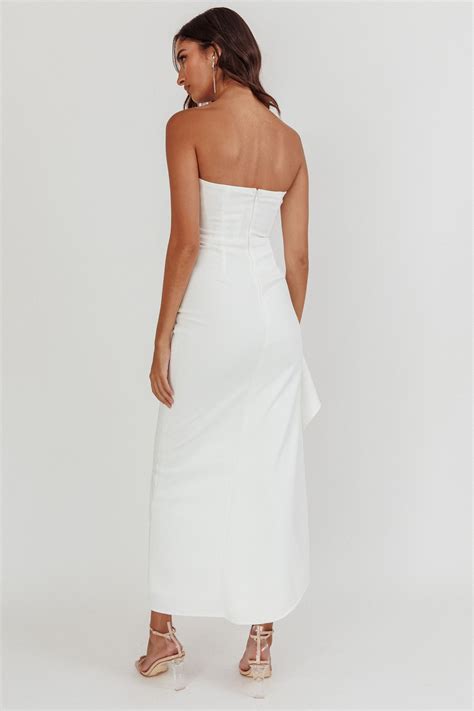 Shop the Cha Cha Strapless Thigh Split Dress White