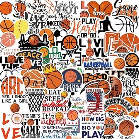 Amazon.com: 50PCS Basketball Stickers,Vinyl Waterproof Basketball ...