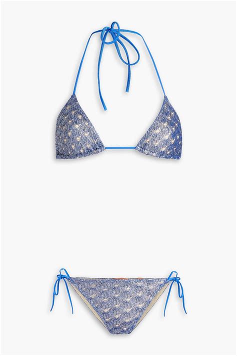 MISSONI Metallic Crochet Knit Triangle Bikini THE OUTNET