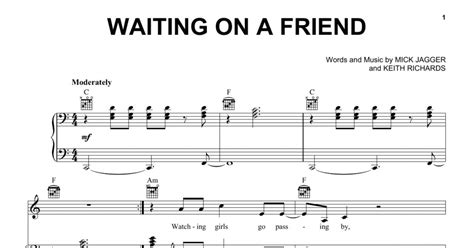 Waiting On A Friend Piano Vocal And Guitar Chords Right Hand Melody