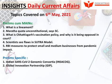 INSIGHTS DAILY CURRENT AFFAIRS PIB SUMMARY 06 May 2021 INSIGHTS