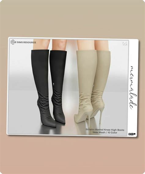 Stiletto Heeled Knee High Boots S By Mermaladesimtr Sims Shoe Cc