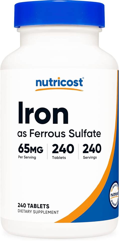 Nutricost Iron As Ferrous Sulfate Mg Tablets Non Gmo Gluten