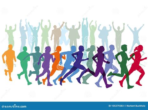 Runners in Race with Spectators Stock Vector - Illustration of women, arms: 105379383