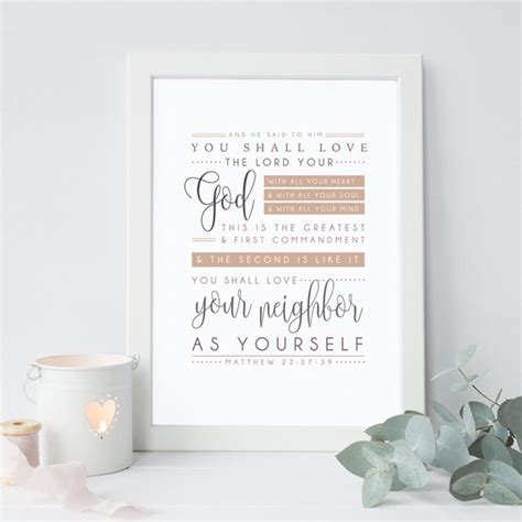 Matthew 22:37-39 Bible Verse Print Scripture Wall Art