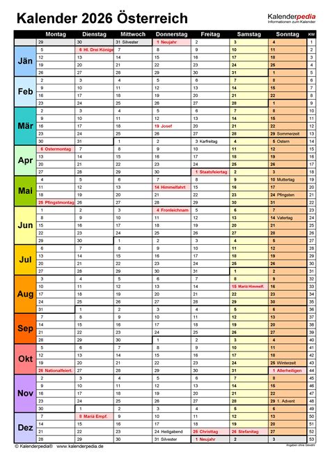 Kalender Sterreich Zum Ausdrucken Als Pdf