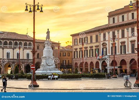 Editorial Sunset On Piazza Saffi In Forli Editorial Image Image Of