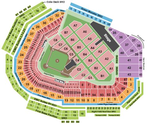 Fenway Park Seating Chart + Rows, Seats and Club Seats