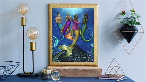 Mermaid Fantasy Art/black Mermaid Art/african American Mermaid Art ...