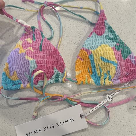 White Fox Triangle Bikini Top Size M Accidentally Depop