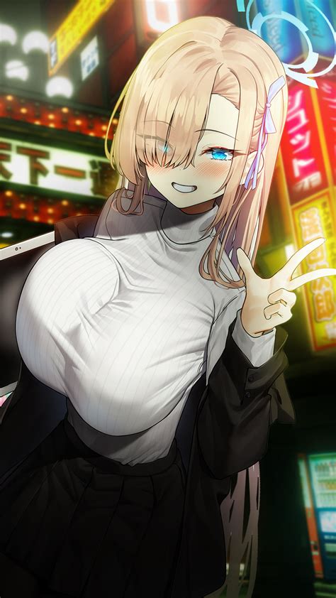 Wallpaper Anime Girls Big Boobs Rubia Stri Japan Street 1080x1920 Hk25 2272712 Hd