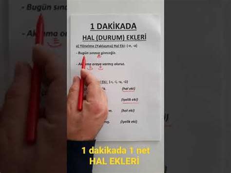 Hal Ekleri Durum Ekleri Yönelme Hal Eki Belirtme Hal Eki