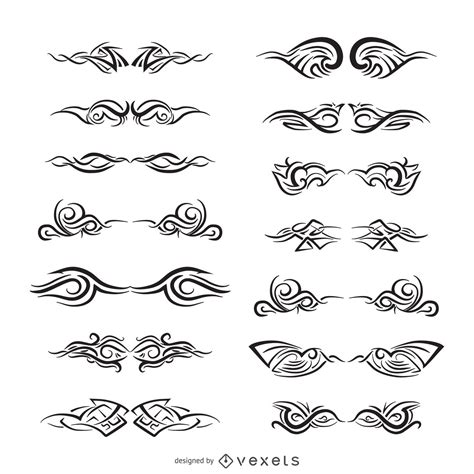 Tribal Pinstripe Dividers Set Vector Download