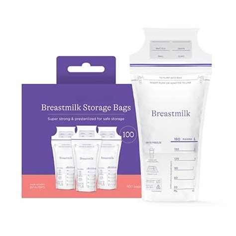 Breastmilk Storage Bags, 100 Count, Baby Essentials, Fast Freeze & Thaw