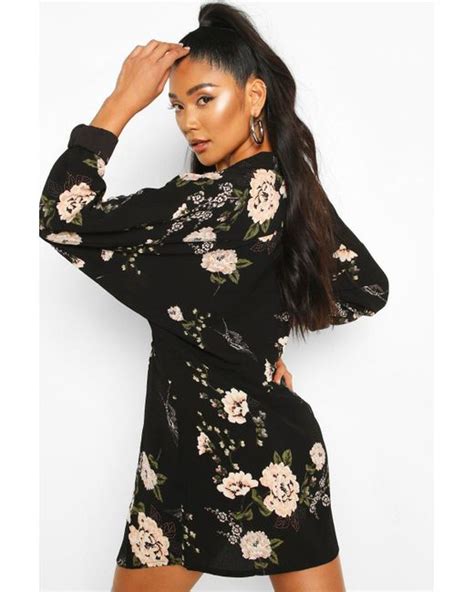 Buy Boohoo Black Floral Dress Cheap Online