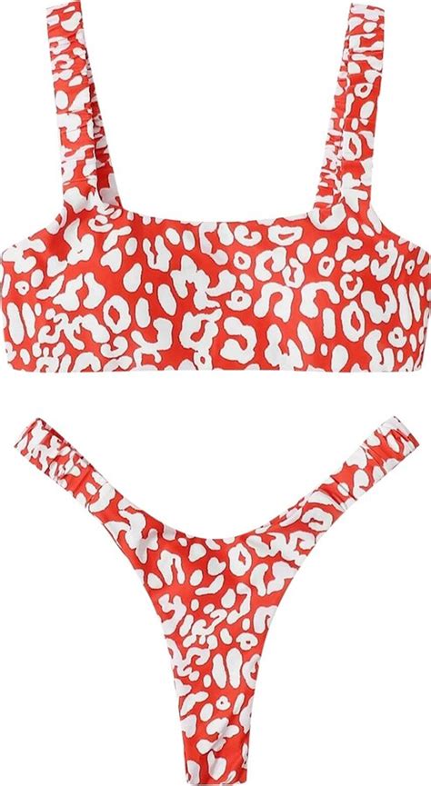 Tdeok Women S Speckled Floral Sexy Bikini Two Piece Swimsuit With High Waist And Free Sling