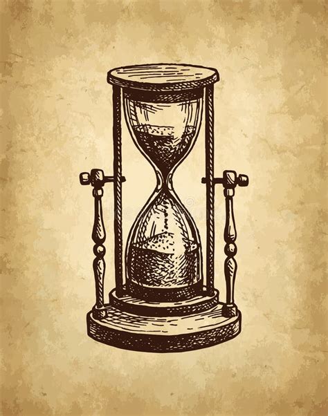 Vintage Hourglass Ink Sketch Stock Vector Illustration Of Design