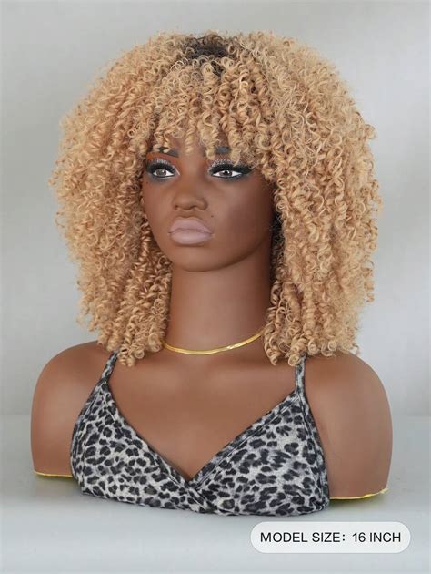 Jhh Wigs Peluca Rizada Rizada Marr N Para Peluca Rizada Afro De