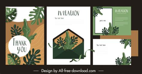 Wedding Card Templates Elegant Classical Leaves Decor Vectors Images