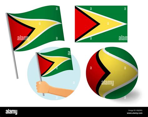 Guyana Pabell N Conjunto De Iconos La Bandera Nacional De Guyana