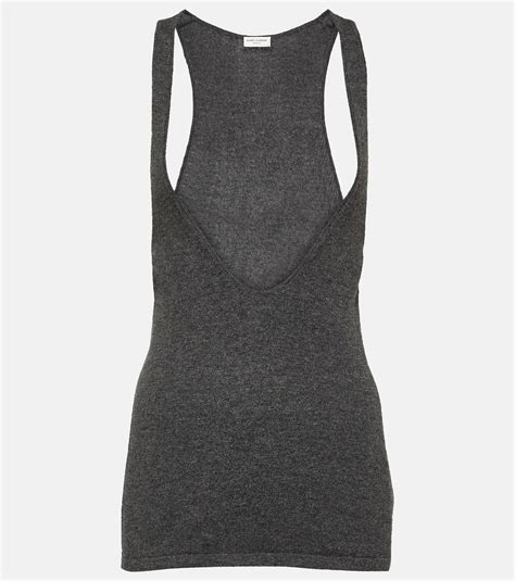 Scoop Neck Tank Top In Grey Saint Laurent Mytheresa