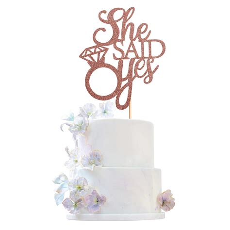 Buy Unimall Rose Gold Glitter She Said Yes Propose Cake Topper With