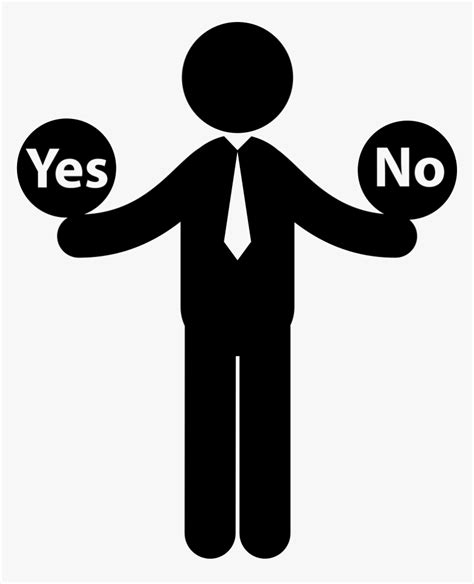 Man With Two Options To Choose Between Yes Or No Decision Making