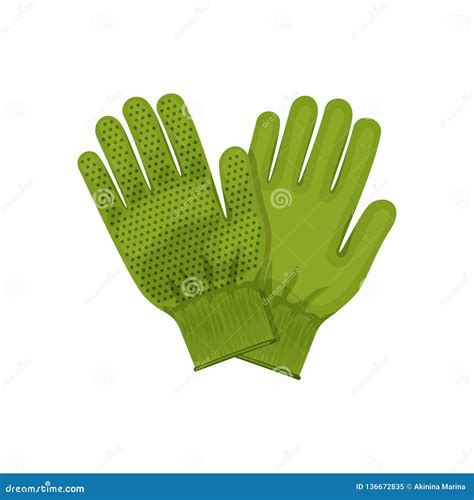 Garden Gloves Illustration Of Gardening And Garden Tools Pair Of