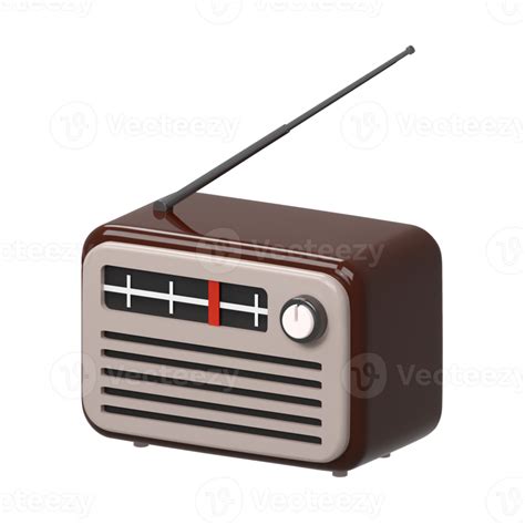 3d Realistic Brown Old Retro Vintage Radio Tuner Receiver Icon