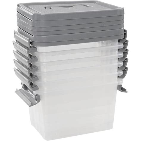 Lot De 6 Boîtes Rangement Transparentes De 3 Litres Avec Couvercles