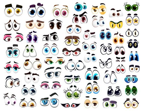 Premium Vector | Cartoon comic eyes happy funny look characters