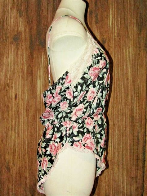 Vintage Sears Nightie Teddy Lingerie Floral Satin Lac Gem