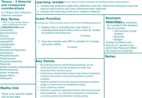 A Level Revision / Retrieval Design and Technology - Materials ...