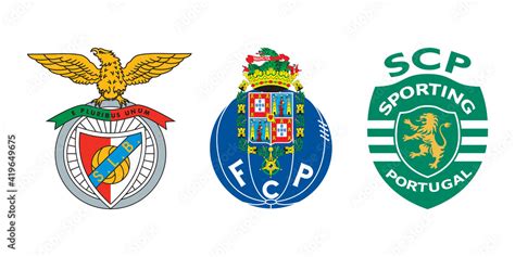 Benfica Porto And Sporting Logo Emblem Football Portugal Editorial