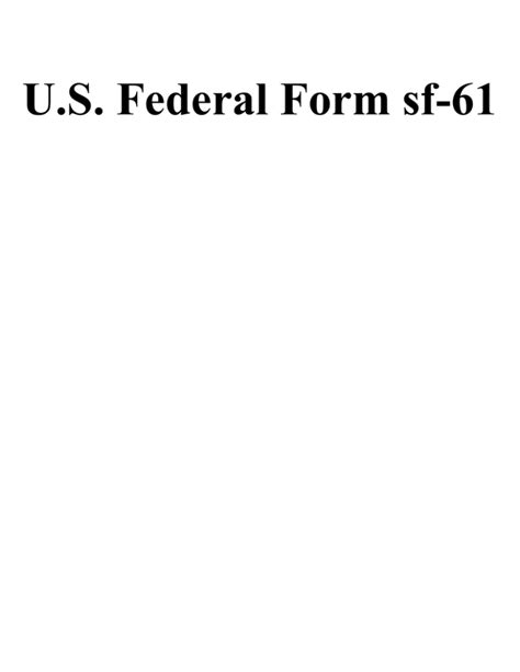 Us Federal Form Sf 61