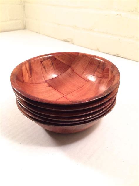 Vintage Retro Formosa Wooden Salad Bowl Set 6 Pieces Camping Picnic