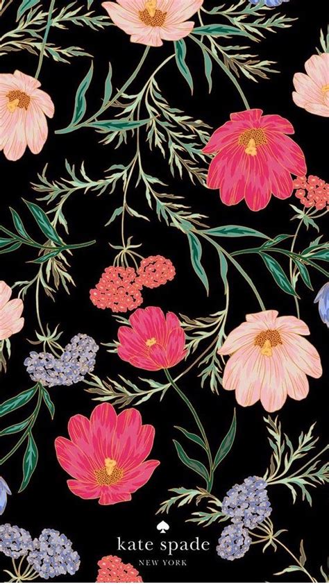 A Black Background With Pink Blue And Red Flowers