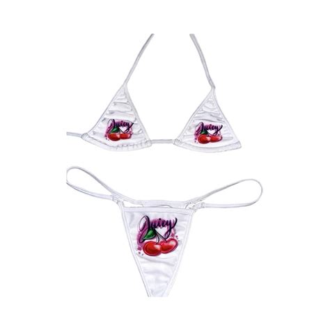 Y K Bikini White Bikini Set With Cherry Design Depop