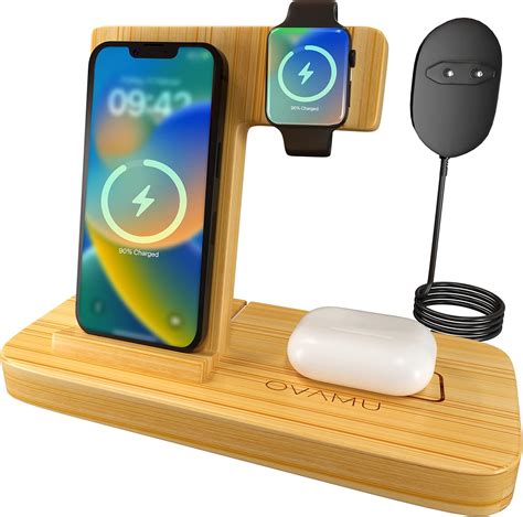 OVAMU induktive 3 in 1 Ladestation für Apple Watch Airpods und iPhone