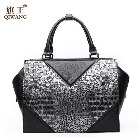 Qiwang Triangle Brand Women Handbag New Luxury 2016 Italian Crocodile