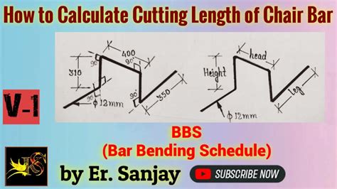 How To Calculate Cutting Length Of Chair Bar In Slab And Footing BBS